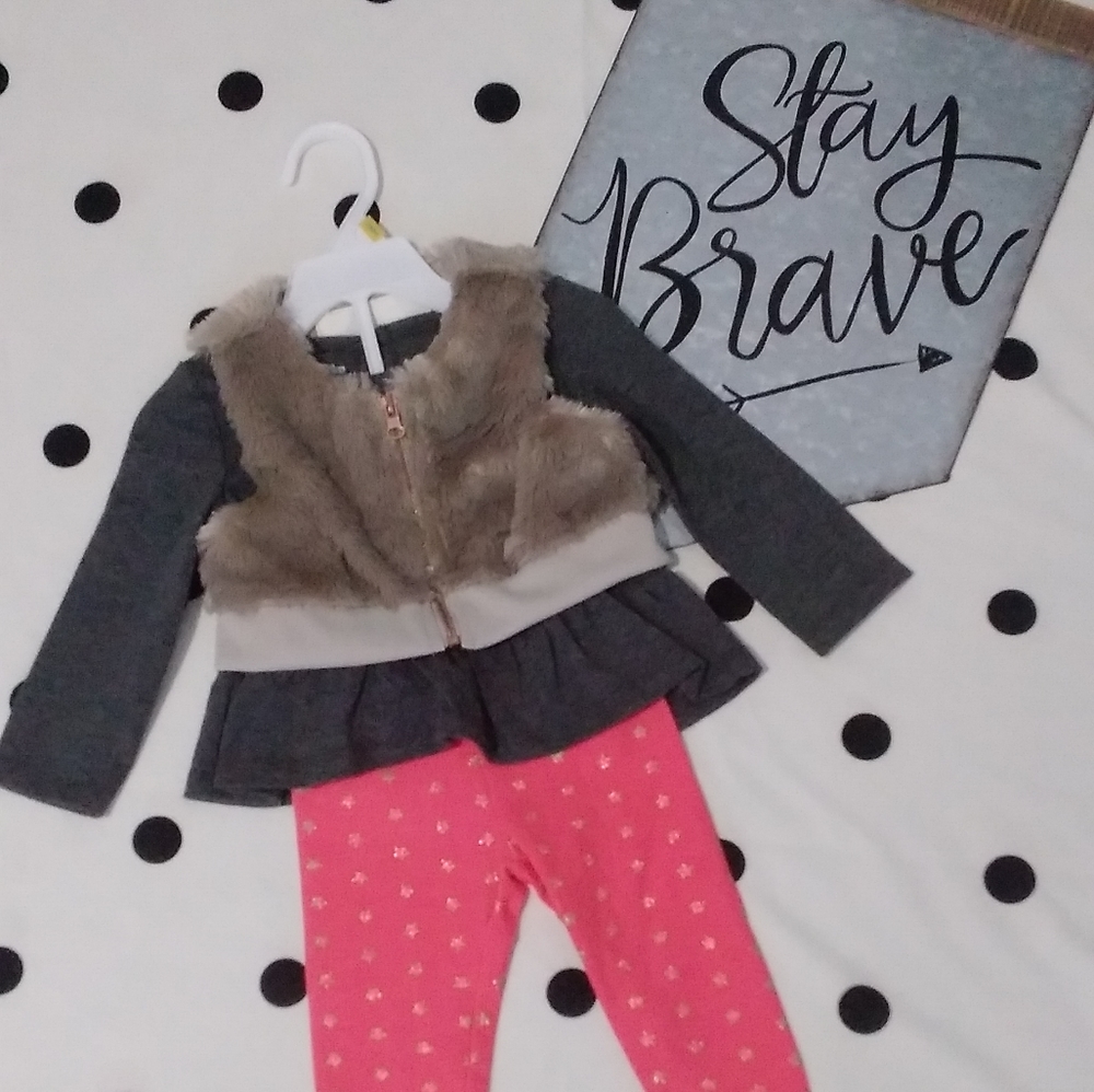 3 Piece Holiday Outfit Featuring Fur Vest